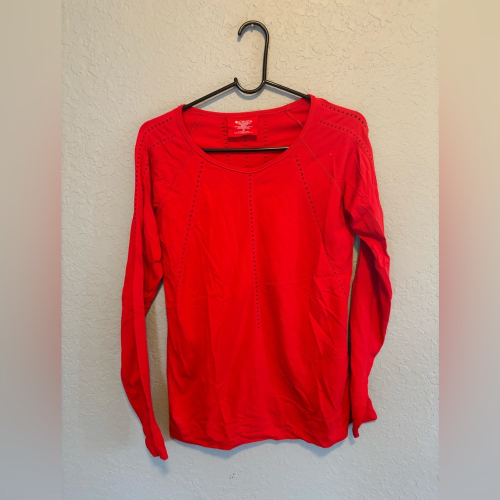 Athleta red athletic long sleeve shirt - medium